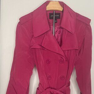 London Fog Pink Belted Trench Coat Rain Jacket Windbreaker Size Large